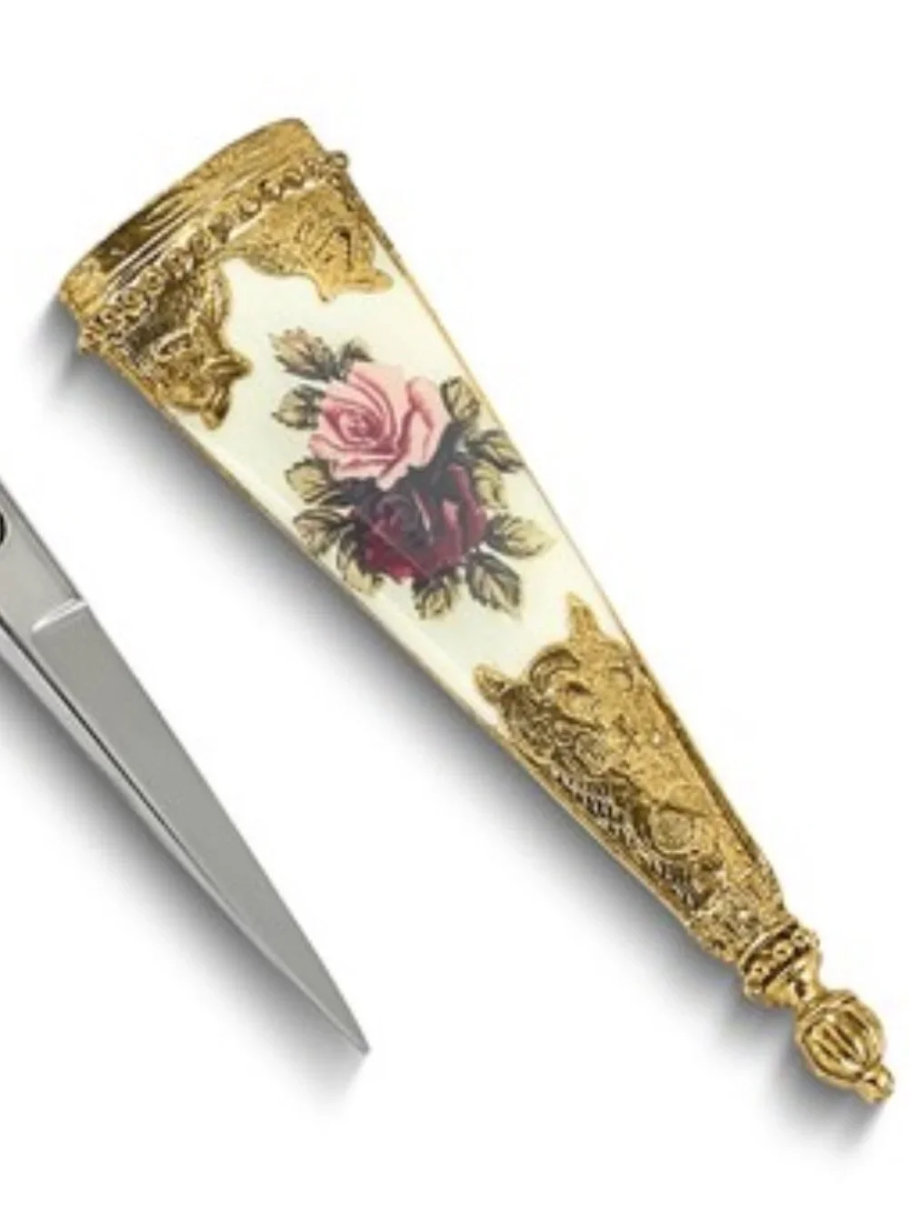 1928 Small Gold-tone Floral Manor House Scissors Stainless Steel Blades